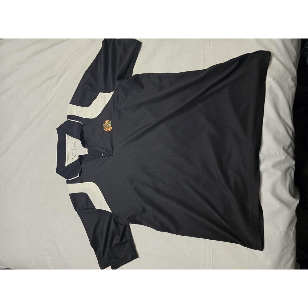 Chicago Blackhawks Shirt Mens Large Black White NHL Hockey Polo Golf Antigua